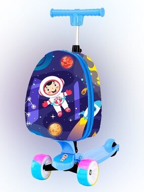 Kids Blue Space Astronaut Scooter Carry-On 18inch